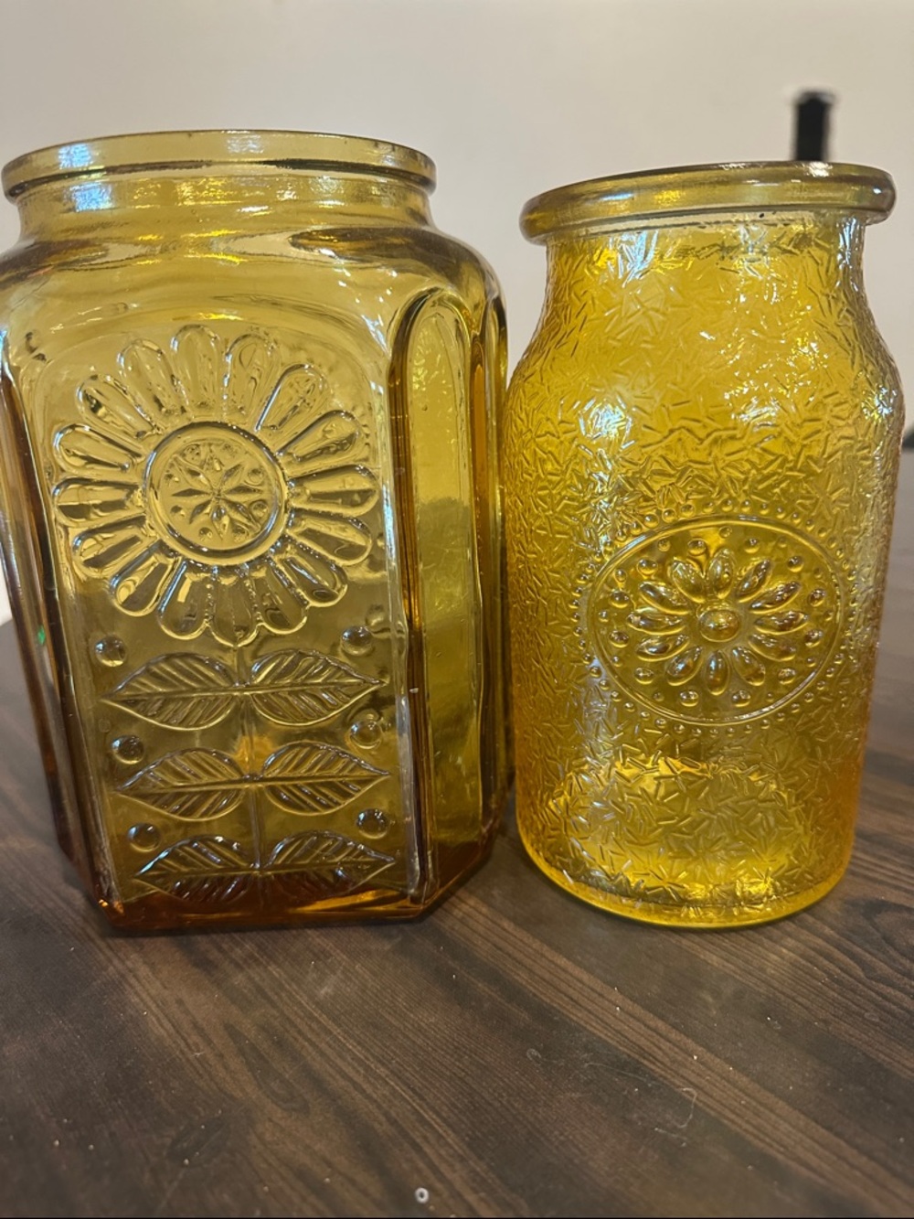 Amber Embossed Glass Canister and Vase Set - Home Accents